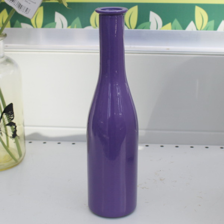 Ваза Бутылочка стекло фиолетовая 6.5х6.5хВ25.5см
