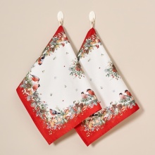 Набор полотенец 2шт Морозко Снегири 40х60см белый, хлопок, твил арт.850-745-6 по цене 