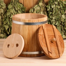 Кадка-бочка для засолки дубовая 10л, нерж обруч, с крышкой, с гнетом арт.4606521 по цене 