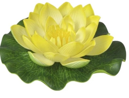 Цветок декоративный Лотос с бутоном для водоема желтый 13см арт.466733