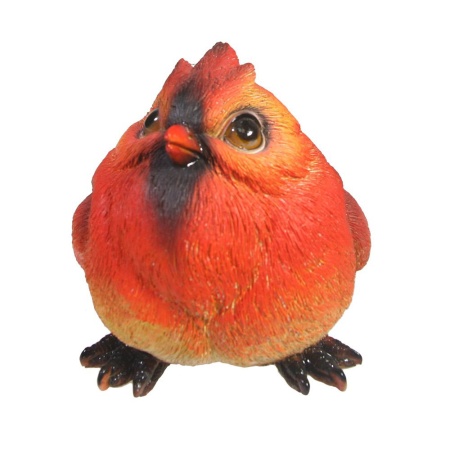 Фигура декоративная садовая Птичка кардинал красный полистоун 13х11х12см