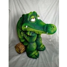 Фигура садовая Крокодил на бревнышке полистоун 32х36х44см по цене 