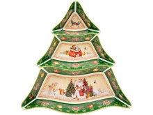 Менажница Лефард Дед Мороз 24х24х3см зеленая фарфор арт.85-1750 по цене 