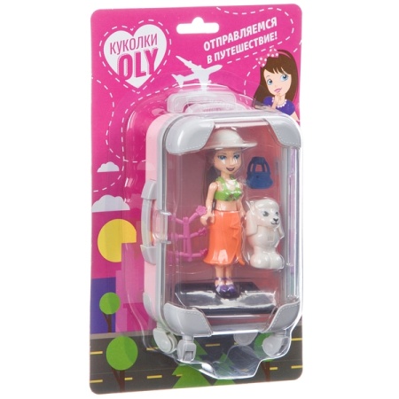 Набор игровой Куколка Оли с домашним питомцем и аксессуары, розовый чемодан арт.ВВ4540