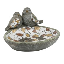 Фигура садовая Блюдо Птички керамика 31х27х18см, серый арт.к000032321 по цене 
