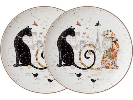 Набор тарелок закусочных Парижские коты 20,58см 2шт фарфор арт.104-833