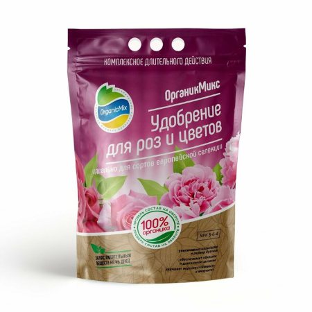Удобрение сухое ОрганикМикс органическое для роз и цветов гранулированное 2,8кг