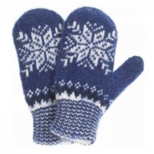Варежки женские шерстяные Снежинка, голубые, арт.V4-4 по цене 