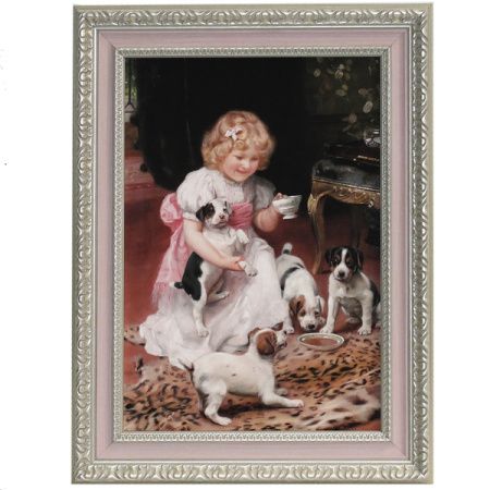 Картина в раме Девочка со щенками 24х30см, арт. D2430-17