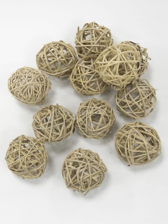 Набор шаров плетеных, ротанг натуральный 6шт 10см