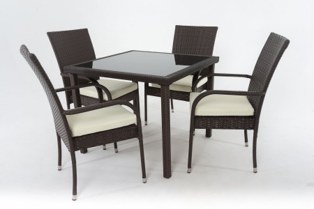 Набор мебели Милан стол, 4стула 89х89х72см экоротанг арт.F0824