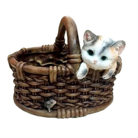 Кашпо декоративное Котёнок в лукошке с мышкой L26W22,5H19
