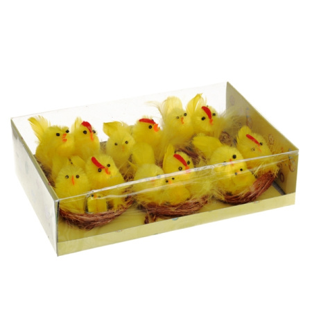 Набор из 6-ти декоративных изделий Курица с цыплёнком в гнезде арт.692286