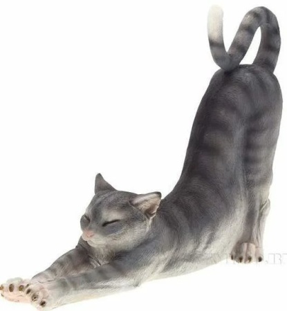 Фигура декоративная садовая Кошка, серый полистоун 36х33см