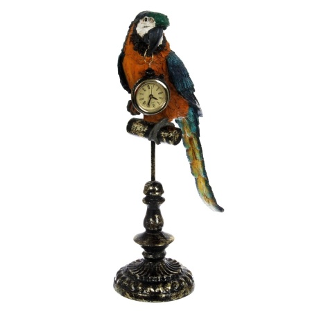 Фигурка декоративная Попугай с часами 19х12х40,5см полимерные материалы арт.742444