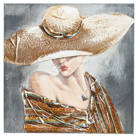 Панно с кристальным декором Девушка в шляпе 80х4х80см арт.797216