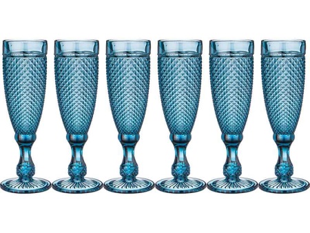 Набор бокалов для шампанского Гранат Муза колор синий 150мл 6шт