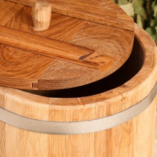 Кадка-бочка для засолки дубовая 10л, нерж обруч, с крышкой, с гнетом арт.4606521 по цене 