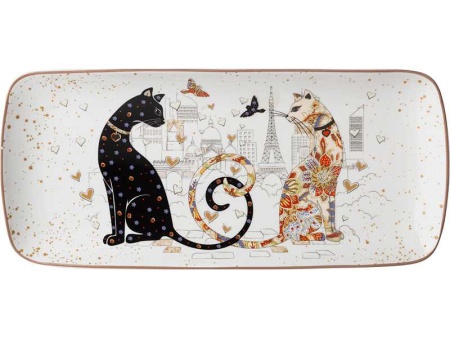 Блюдо Парижские коты  прямоугольное фарфор 30см арт.104-838