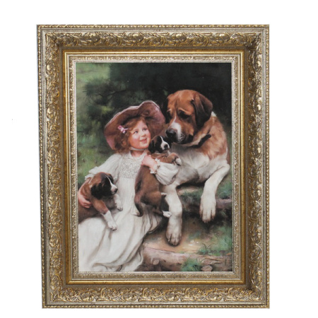 Картина в раме Девочка со щенками 24х30см, арт. D2430-18