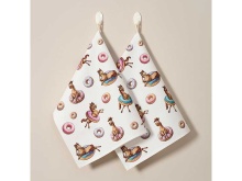 Набор полотенец 2шт Лошадь в пончиках белый 40х60см твил, хлопок арт.850-756-61 по цене 