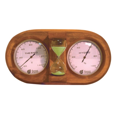 Термометр с гигрометром Банная станция с песочными часами 27х13,8х7,5см