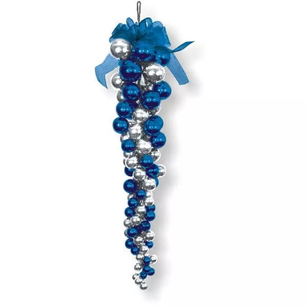 Украшение подвесное с кристаллами голубой 39см по цене 