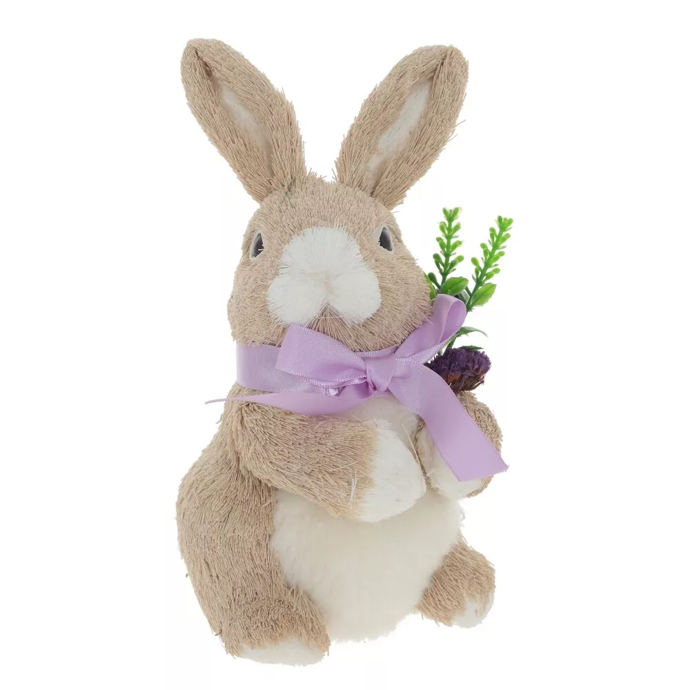 Фигурка декоративная Заяц с сиреневым бантом 10х13х19см арт.797606 по цене 