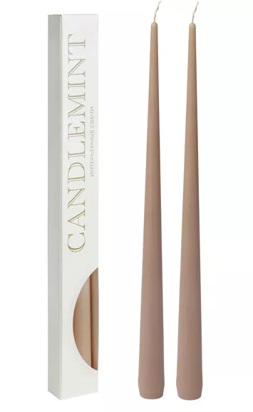 Набор конусных свечей 2шт 29х2,2см, капучино по цене 