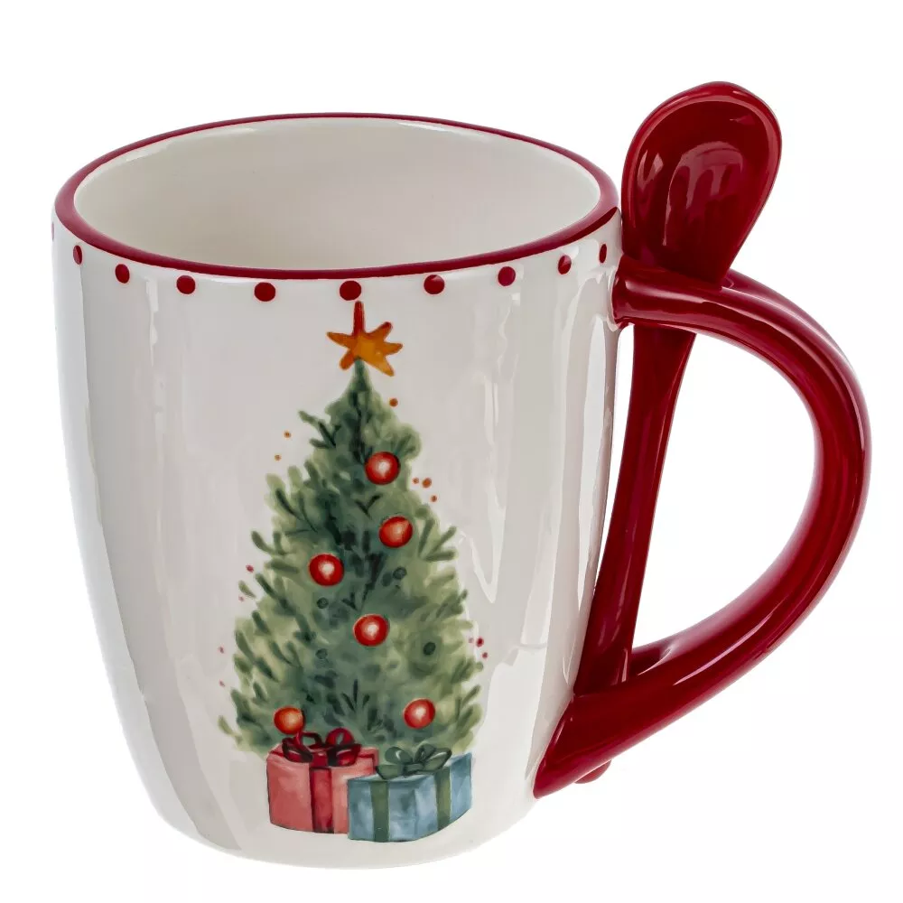 Кружка Новогодний подарок с ложкой 500мл, керамика арт.805115 по цене 