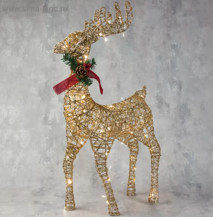 Фигура светодиодная Олень золотистый 50×85×18см, теплый белый арт.3662049 по цене 