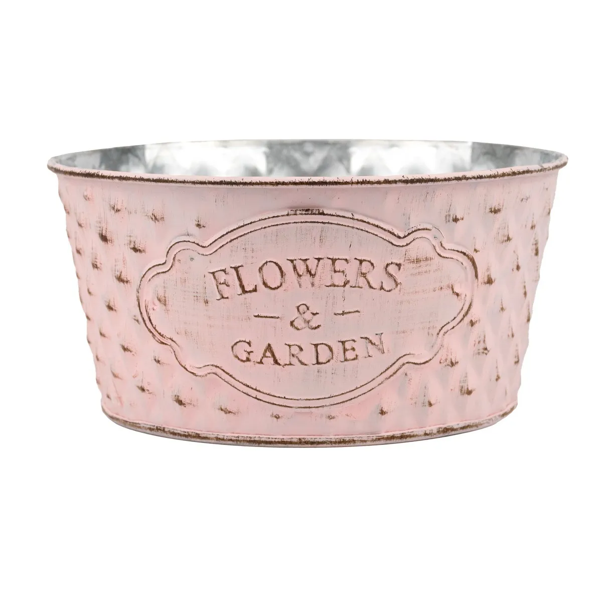 Кашпо 18x9см розовый, металл по цене 