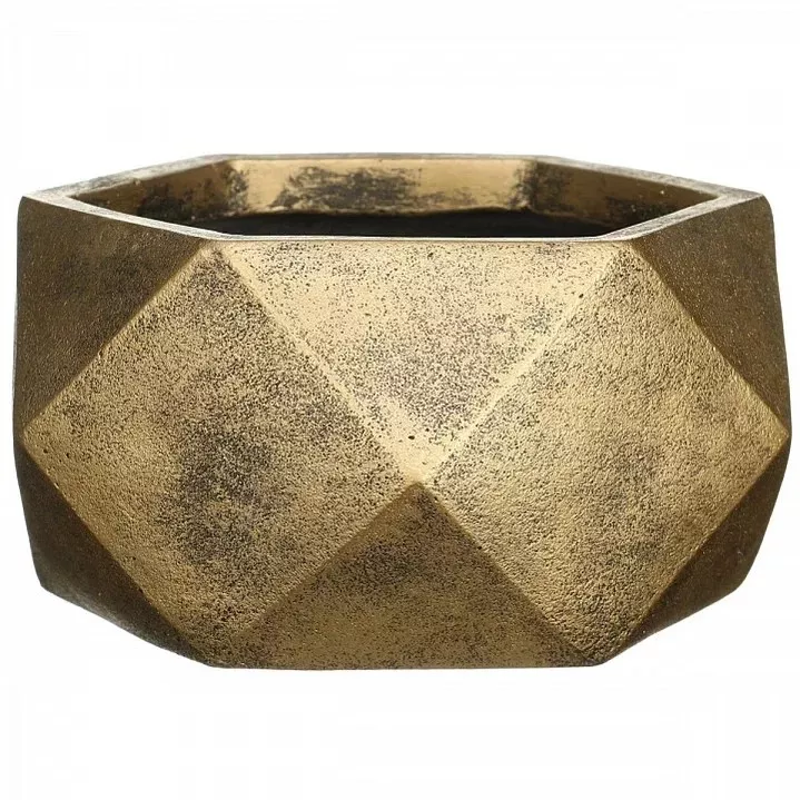 Кашпо Геометри Чаша 6л 30х15см золото, файберстоун арт.DBOWL30-GLD по цене 