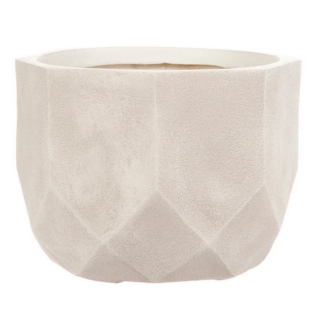 Кашпо Геометри слоновая кость 15л 30х22см, файберстоун арт.DROUND30-AW по цене 