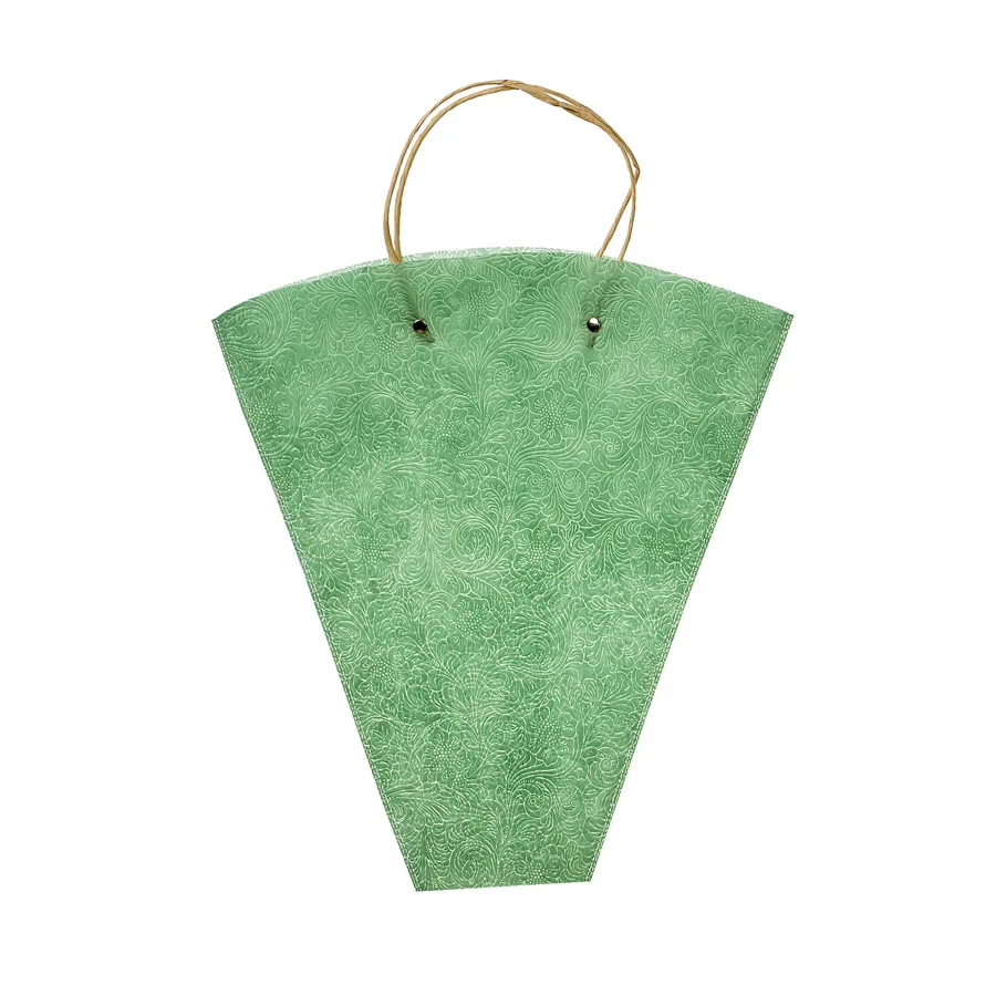 Пакет для цветов с ручками фетр 40х12х45см, зеленый по цене 