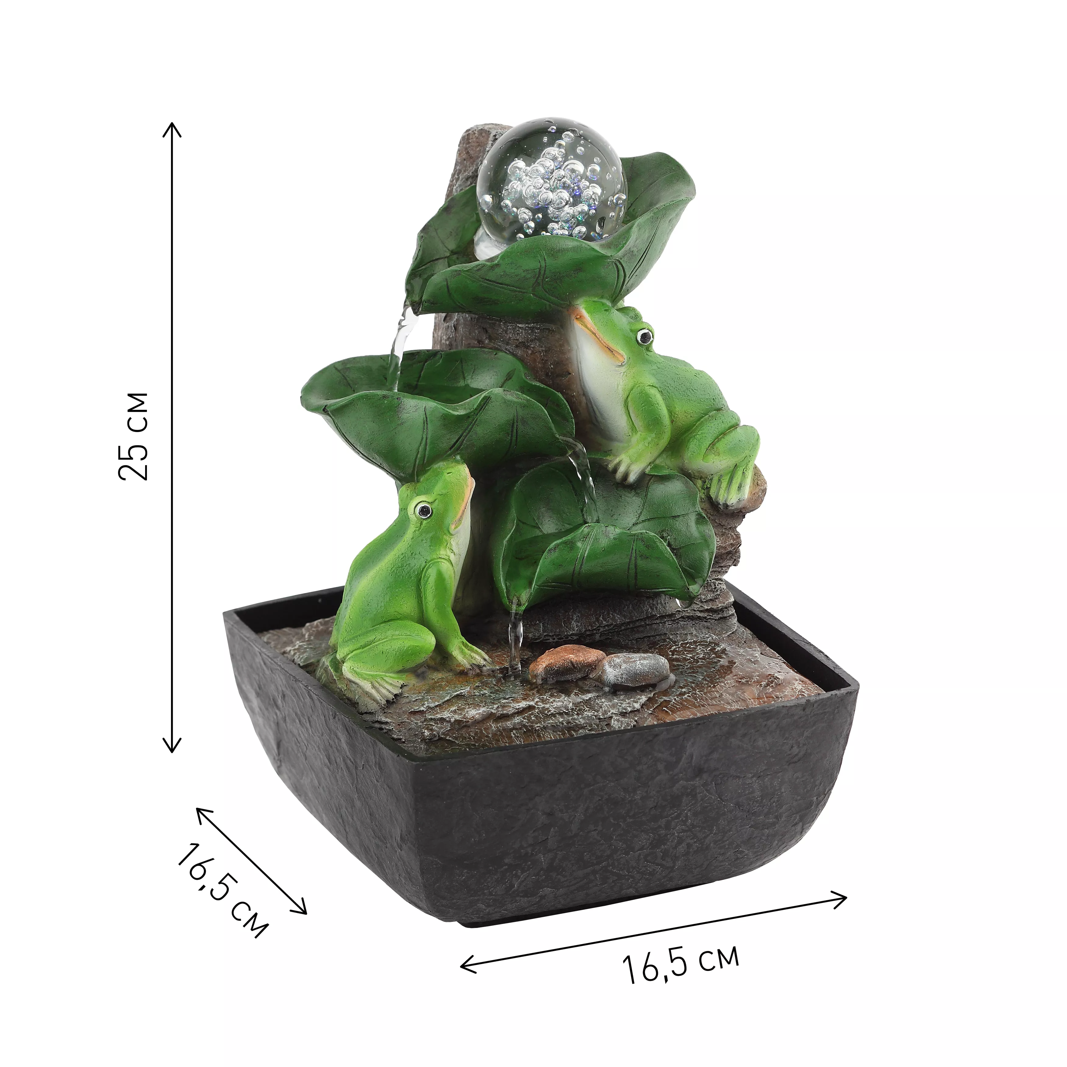 Фонтан настольный с подсветкой Лягушки с шаром 25см арт.Б0038777 по цене 