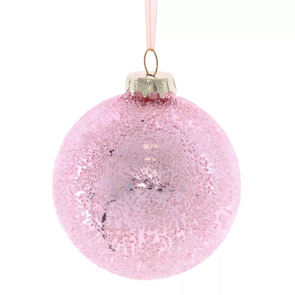 Украшение новогоднее Шар Гламур, розовый 8см по цене 