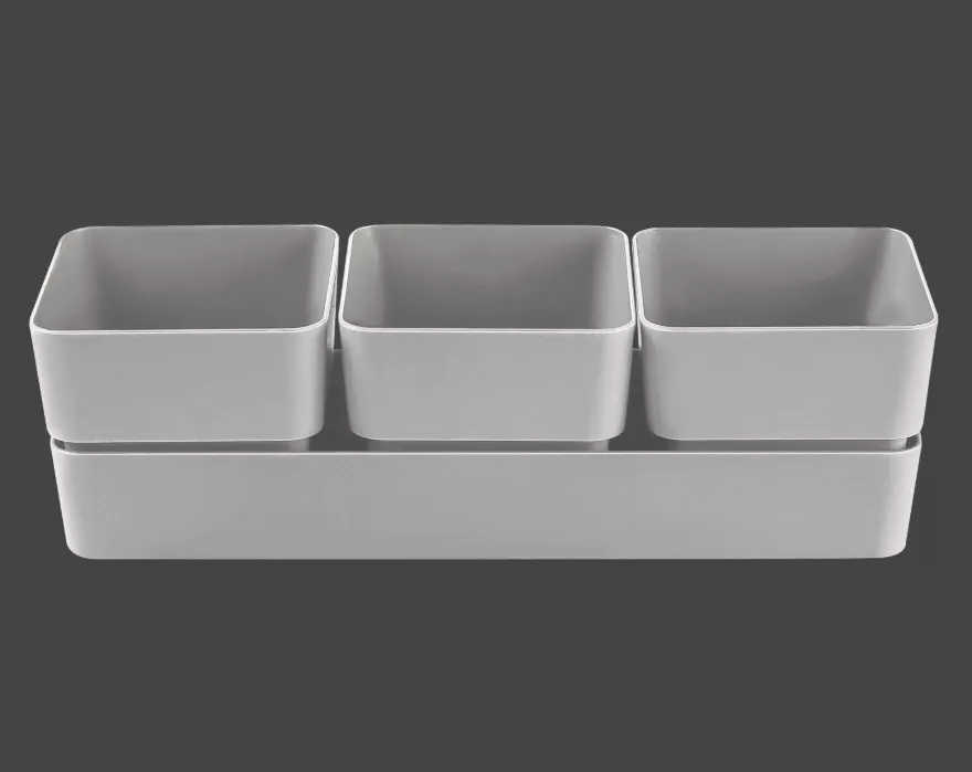 Кашпо Фиори Трио 0,45л 3шт серый жемчуг, пластик арт. КШ-0524 по цене 