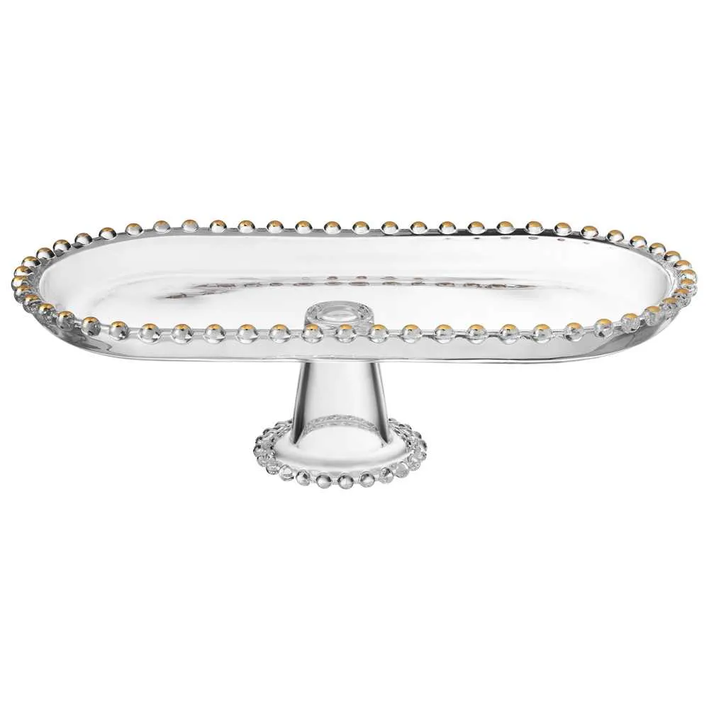 Блюдо сервировочное Золотой шарм на ножке 30x15x8,5см, стекло арт.345-501 по цене 