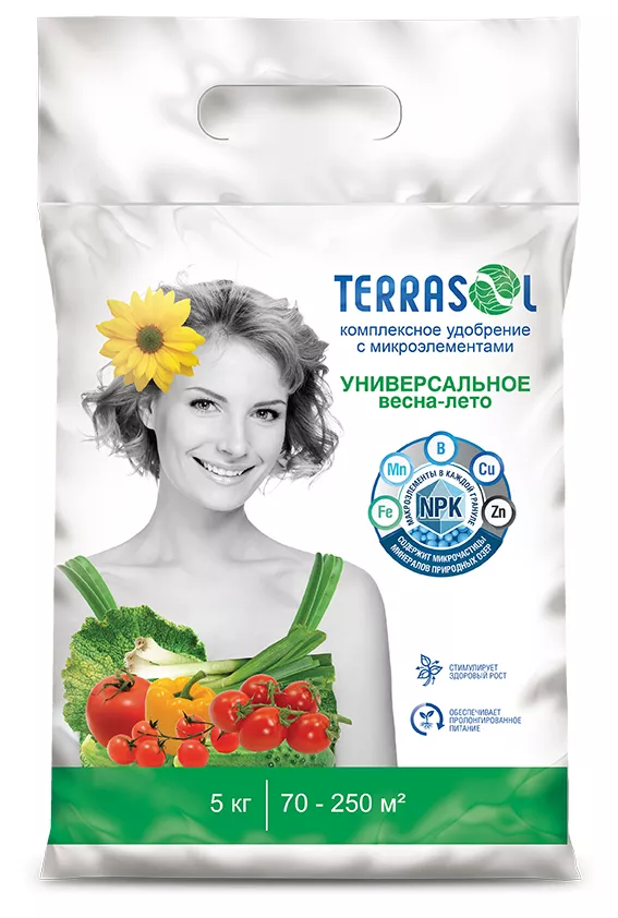 Удобрение сухое Террасол минеральное Весна-Лето с микроэлементами 5 кг по цене 
