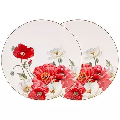 Набор тарелок закусочных Маки фарфор белый 2шт 20,5см Китай по цене 