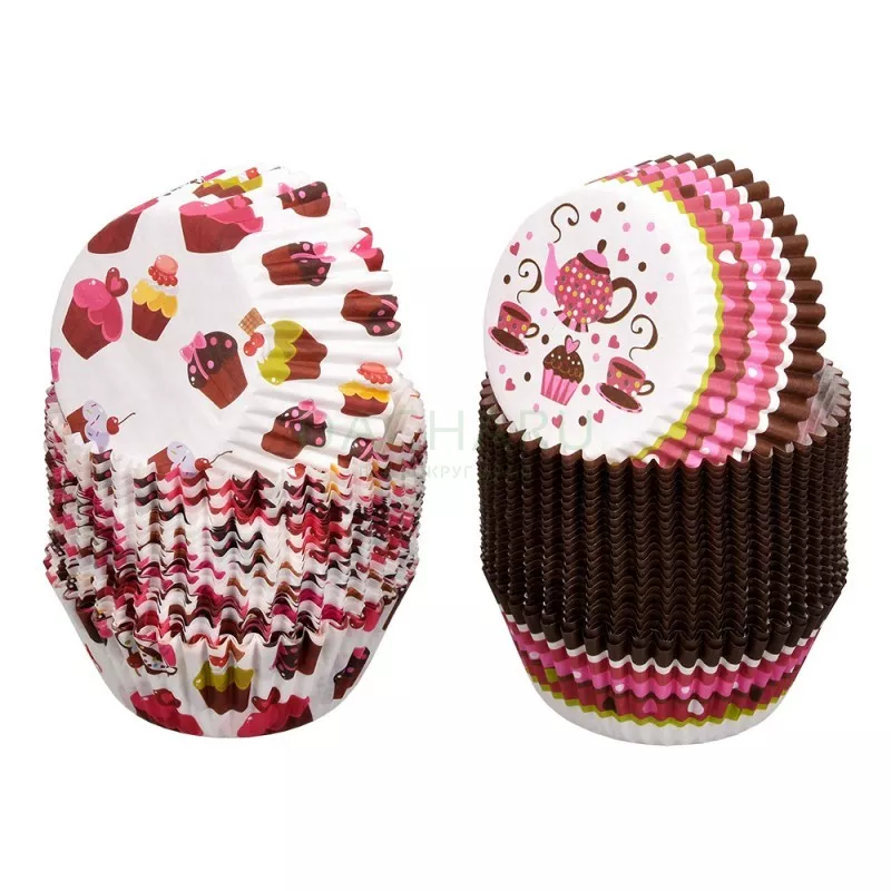 Формы для выпечки кексов Праздник бумажные Мармитон (d50мм, h30мм), 50 штук по цене 