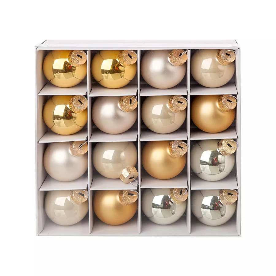 Набор шаров 16шт стекло золотой 4см по цене 