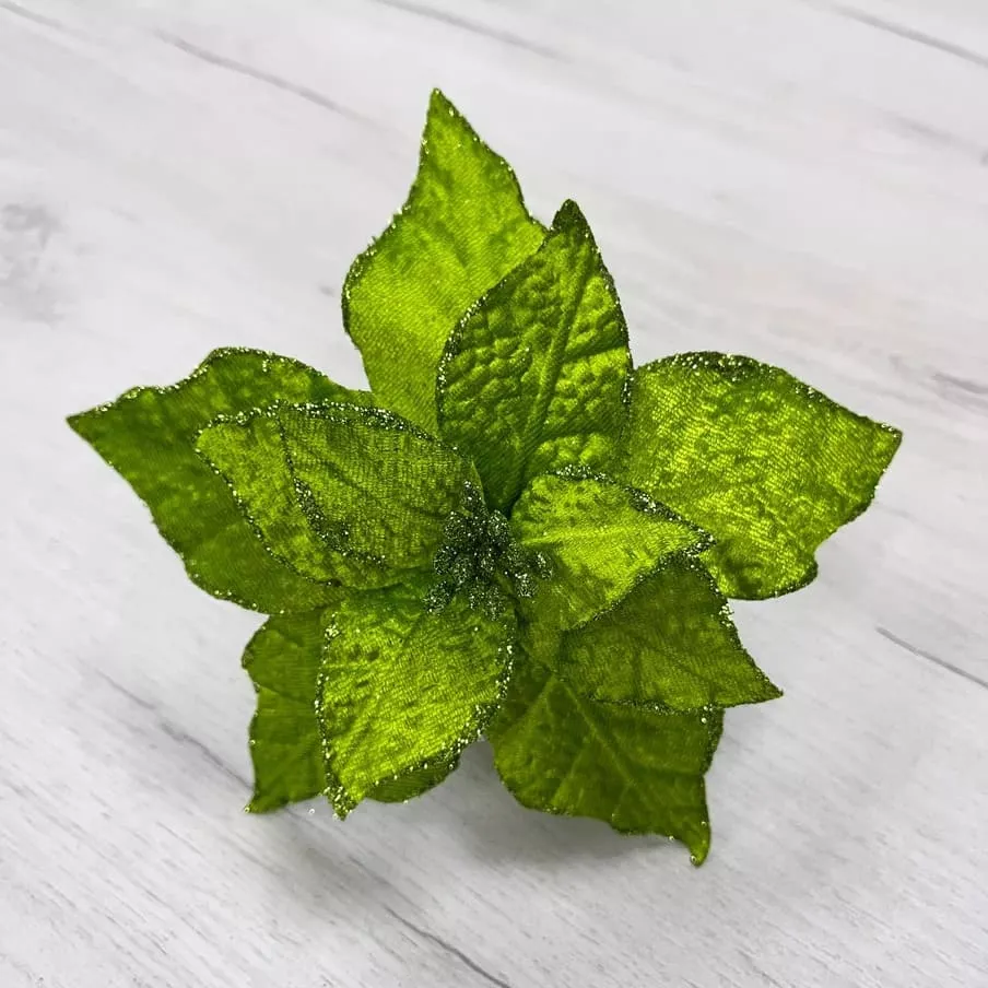 Цветок Пуансеттия на клипсе 20см зеленый арт.87139 по цене 