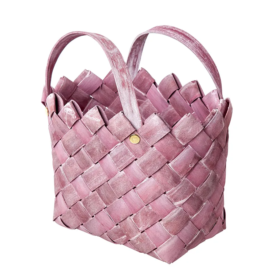 Корзина плетеная Сумка 23x8x20см розовый, древесная щепа по цене 