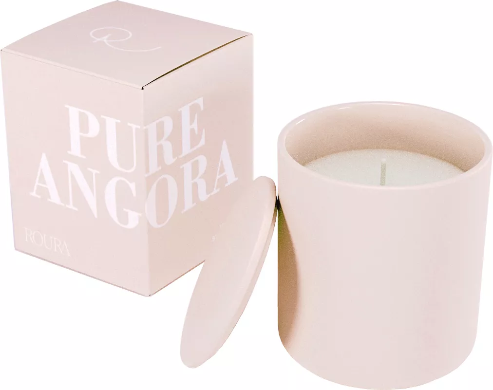 Свеча ароматическая в стакане Розовый фарфор с крышкой Чистая ангора 40ч горения арт.333221.250 по цене 