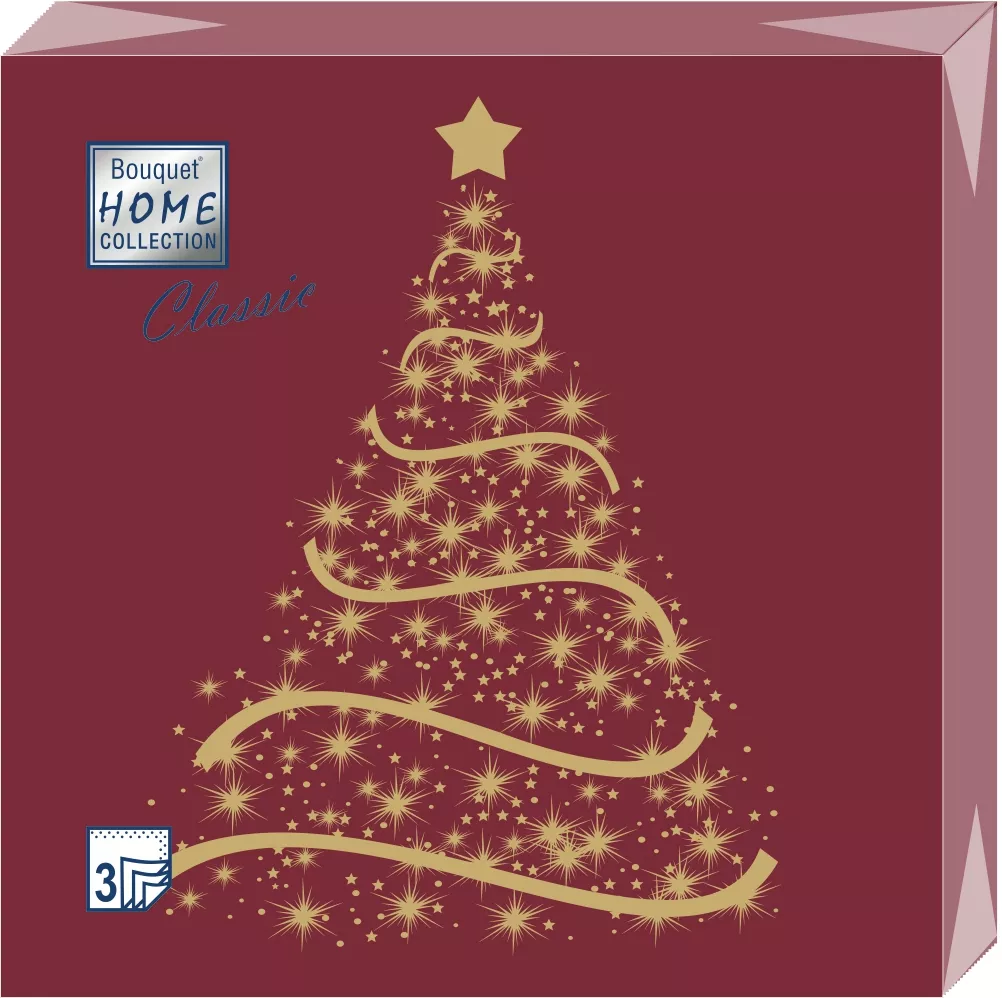 Салфетки бумажные Волшебная ель на бордовом 33х33см 3-х слойные 20л арт.57096 по цене 