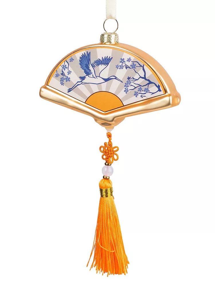 Украшение новогоднее подвесное Веер с кисточкой 10х2х5,8см стекло арт.91473 по цене 