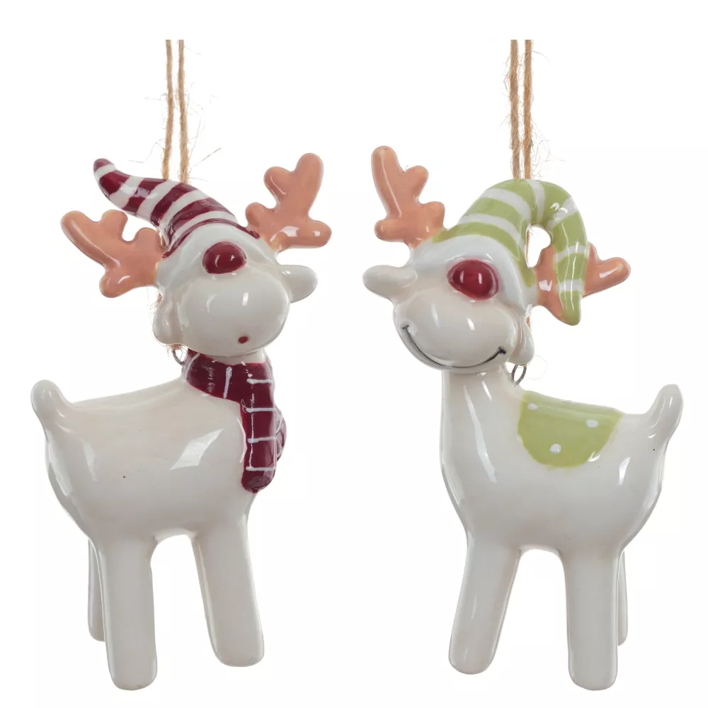 Украшение новогоднее Олень 4,5х3,5х7,5см 2в., керамика арт.764504 по цене 