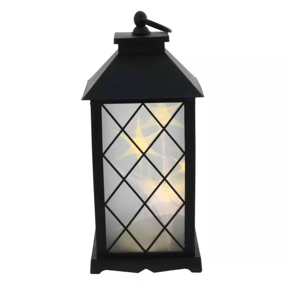 Изделие декоративное Фонарь Решетка с подсветкой, черный 13х13х31см по цене 